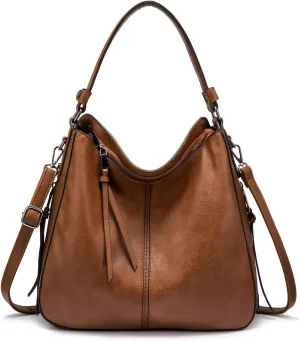 Realer Hobo Crossbody Bags for Women Designer Faux Leather Hobo Handbags Retro Large Size Shoulder Bag Bucket Purse