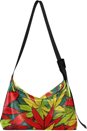 Red Fall Leaves Tote Bag for Women Large Hobo Bags Leather Crossbody Bags Handbags with Adjustable Strap for Girl