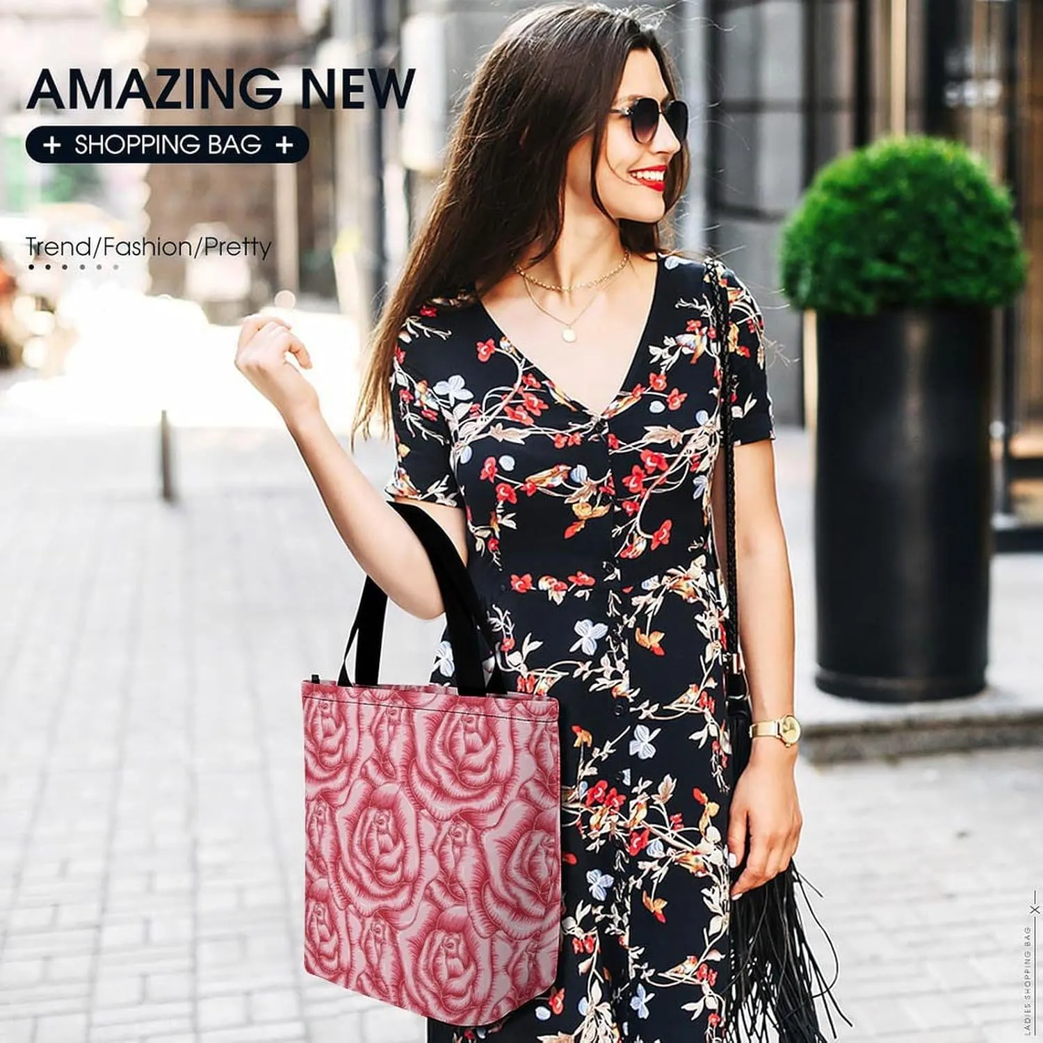 Red Rose Flowers Print Hobo Handbags With Zipper Women's Tote Handbags