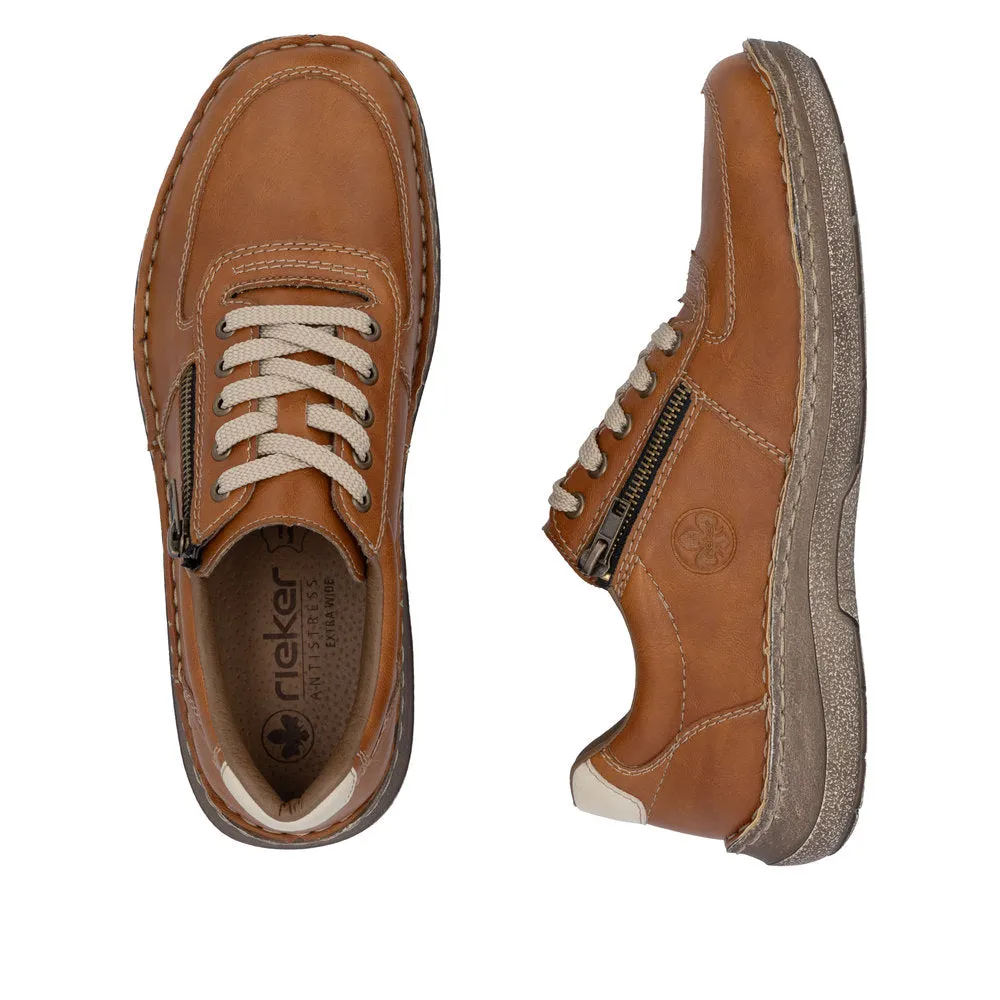 Rieker Mens H Fitting Tan Shoes Laced Comfort 03030-25