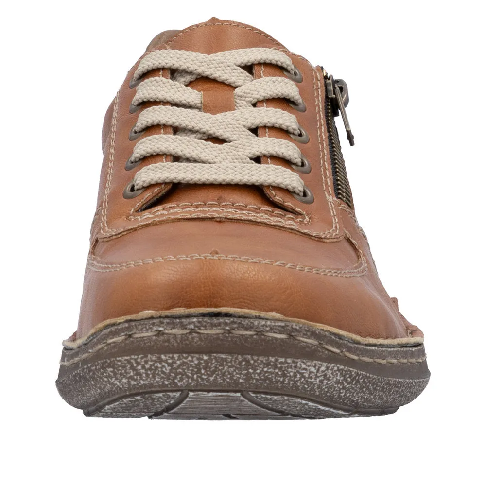 Rieker Mens H Fitting Tan Shoes Laced Comfort 03030-25