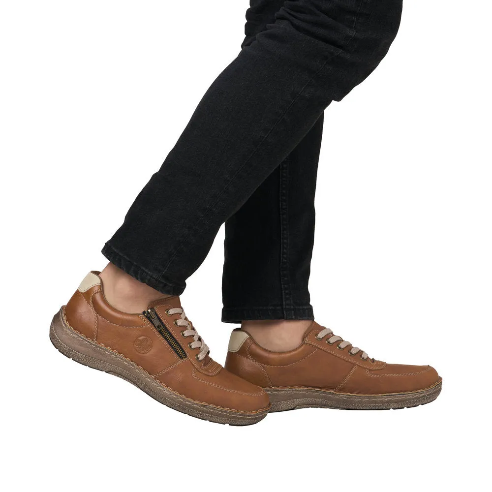 Rieker Mens H Fitting Tan Shoes Laced Comfort 03030-25