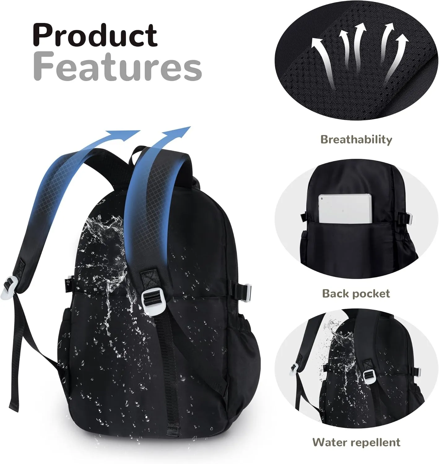 Roffatide Anime Pochacco Kawaii Backpack with 12 Pcs Accessories Cartoon Travel Aesthetic New Semester Gifts Bag with Cute Pins Anti-Theft Laptop Backpack Travel Hiking Daypacks Rucksack Black