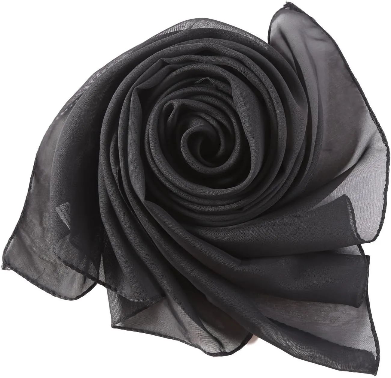 Sheer-Silk-Scarf for Women Black Long Scarf Chiffon Shawl Wrap for Evening Dresses Wedding Party Dress Accessory