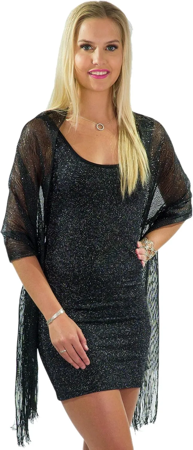 ShineGlitz Shawls and Wraps for Evening Dresses, Metallic Glitter Shawls for Women, Sparkling Wedding Giving Shawl Gift