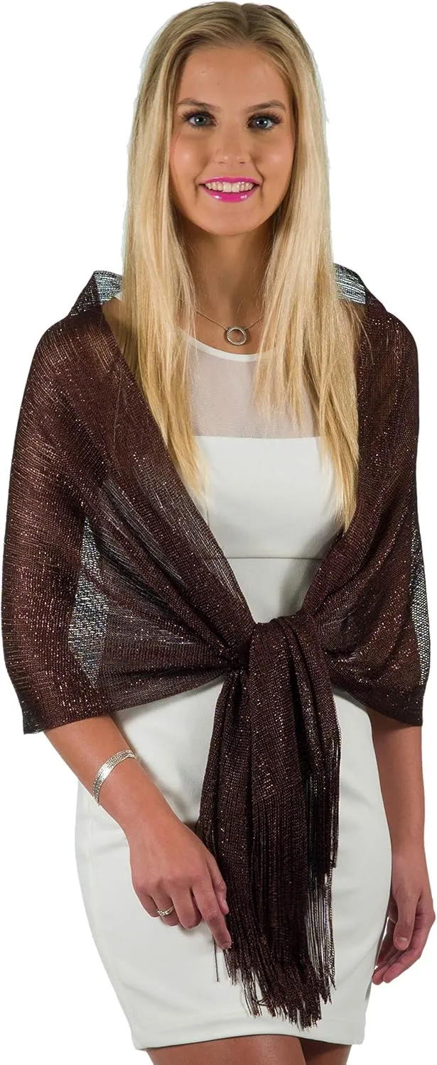 ShineGlitz Shawls and Wraps for Evening Dresses, Metallic Glitter Shawls for Women, Sparkling Wedding Giving Shawl Gift