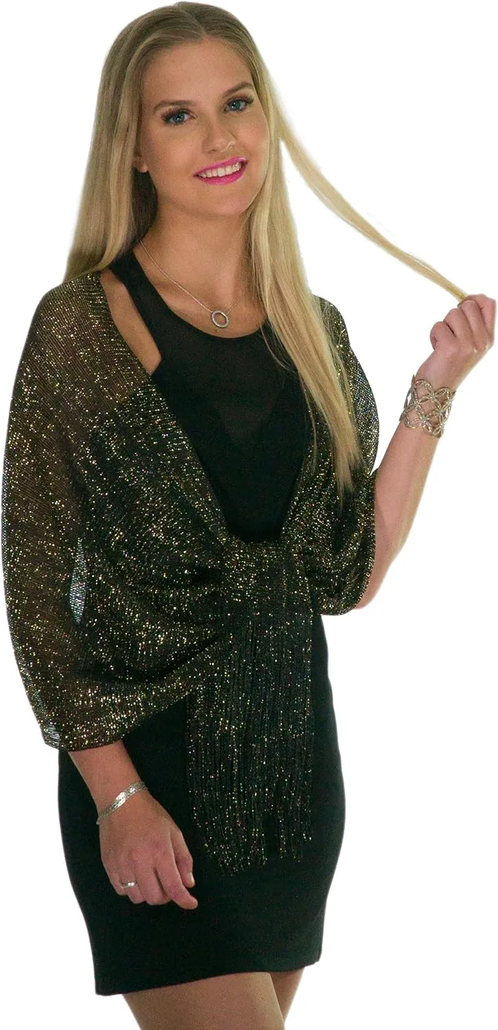 ShineGlitz Shawls and Wraps for Evening Dresses, Metallic Glitter Shawls for Women, Sparkling Wedding Giving Shawl Gift