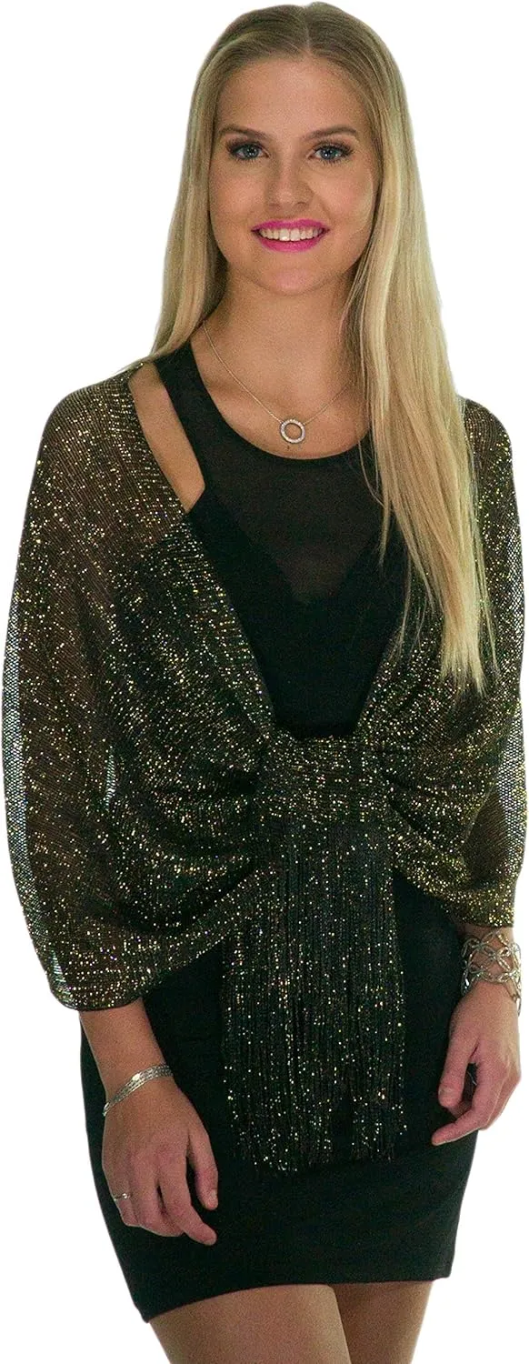 ShineGlitz Shawls and Wraps for Evening Dresses, Metallic Glitter Shawls for Women, Sparkling Wedding Giving Shawl Gift