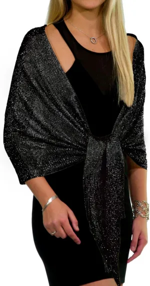 ShineGlitz Shawls and Wraps for Evening Dresses, Metallic Glitter Shawls for Women, Sparkling Wedding Giving Shawl Gift