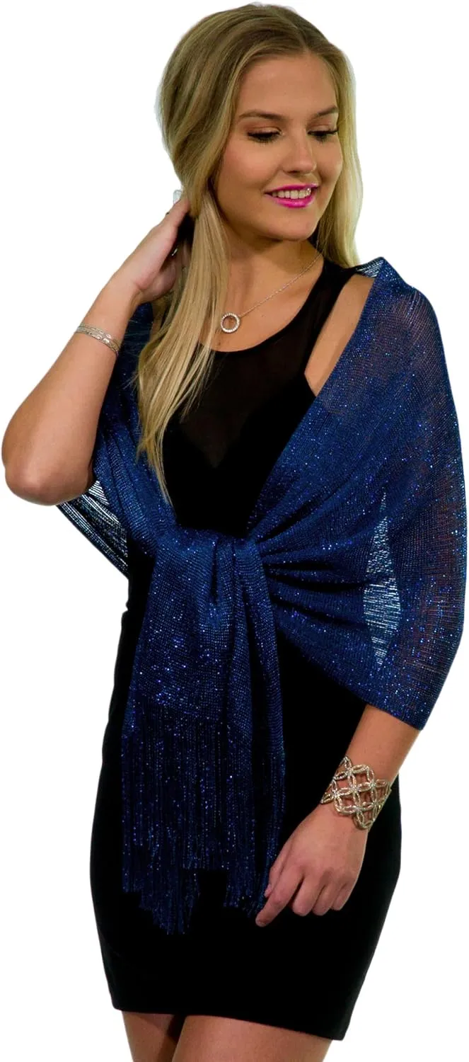 ShineGlitz Shawls and Wraps for Evening Dresses, Metallic Glitter Shawls for Women, Sparkling Wedding Giving Shawl Gift