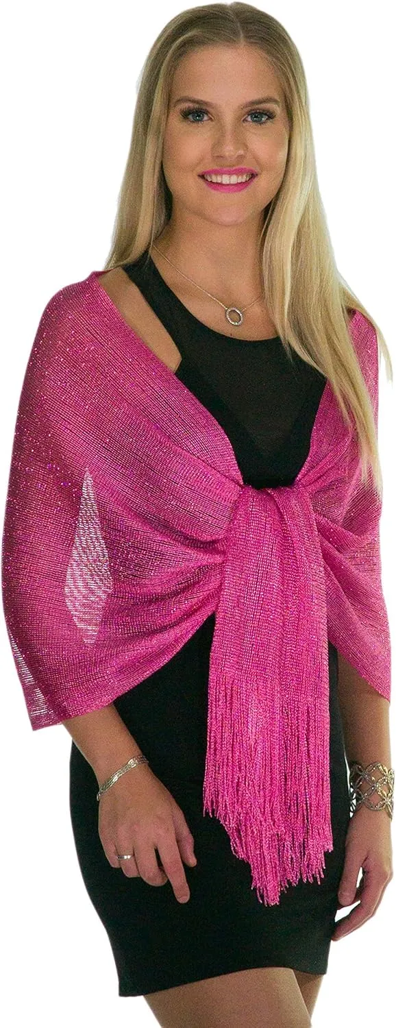 ShineGlitz Shawls and Wraps for Evening Dresses, Metallic Glitter Shawls for Women, Sparkling Wedding Giving Shawl Gift