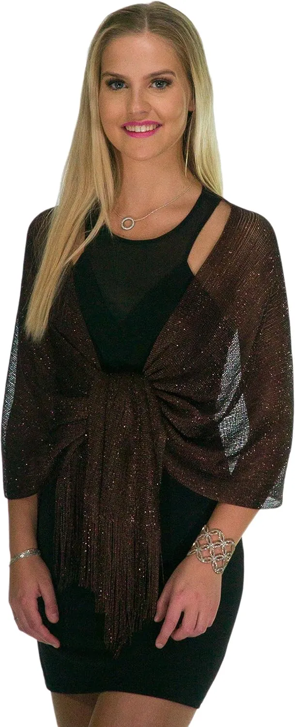 ShineGlitz Shawls and Wraps for Evening Dresses, Metallic Glitter Shawls for Women, Sparkling Wedding Giving Shawl Gift