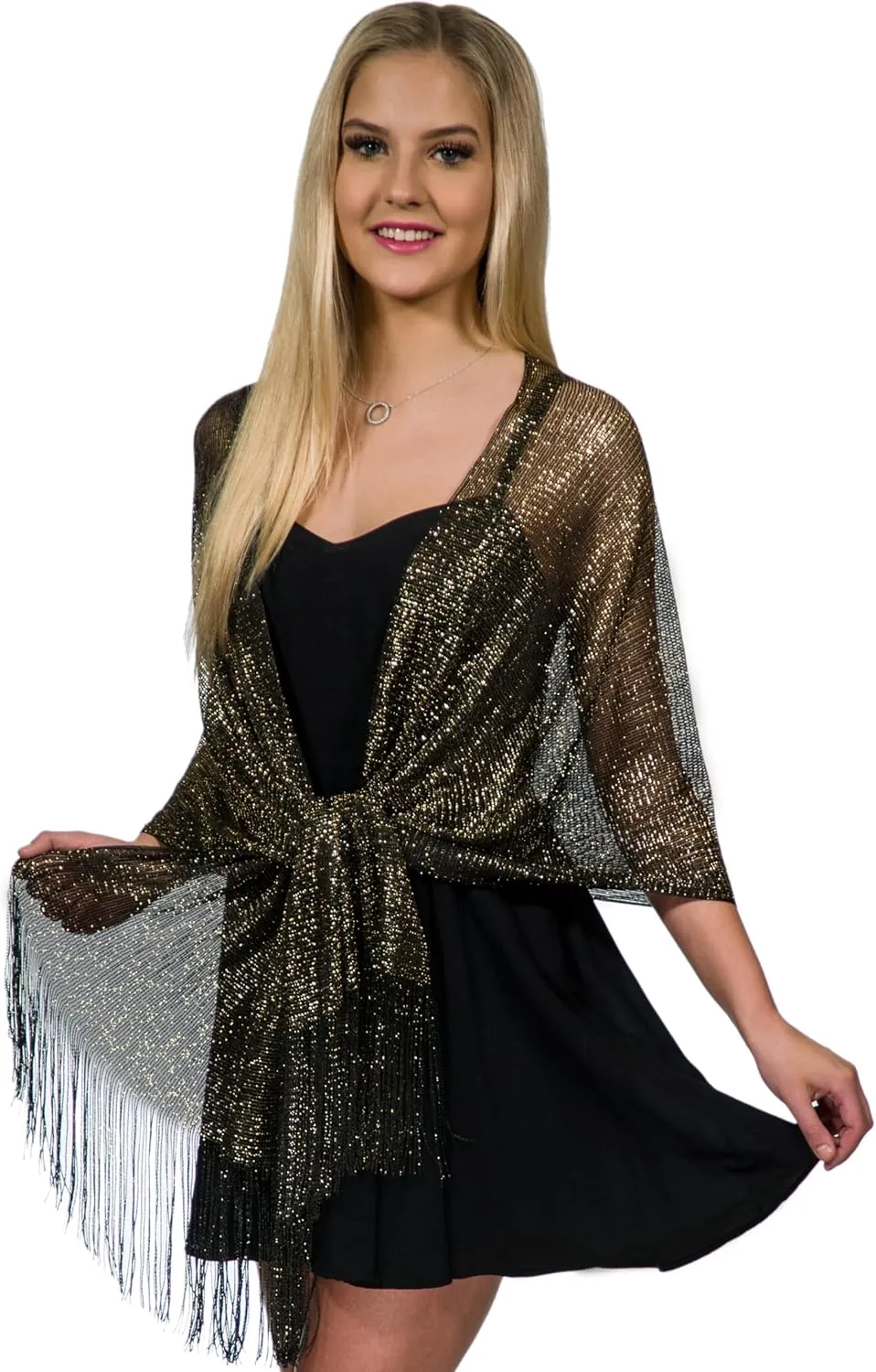 ShineGlitz Shawls and Wraps for Evening Dresses, Metallic Glitter Shawls for Women, Sparkling Wedding Giving Shawl Gift