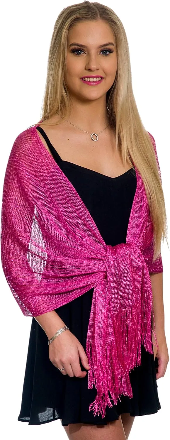 ShineGlitz Shawls and Wraps for Evening Dresses, Metallic Glitter Shawls for Women, Sparkling Wedding Giving Shawl Gift