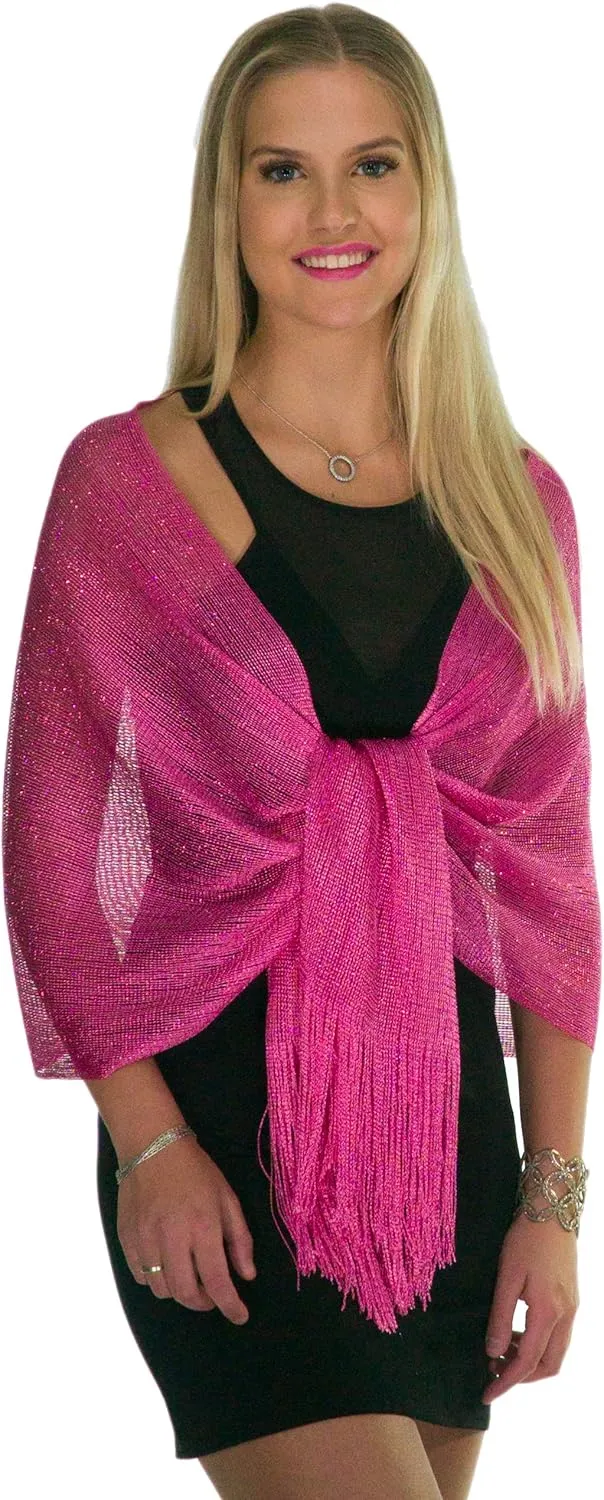 ShineGlitz Shawls and Wraps for Evening Dresses, Metallic Glitter Shawls for Women, Sparkling Wedding Giving Shawl Gift