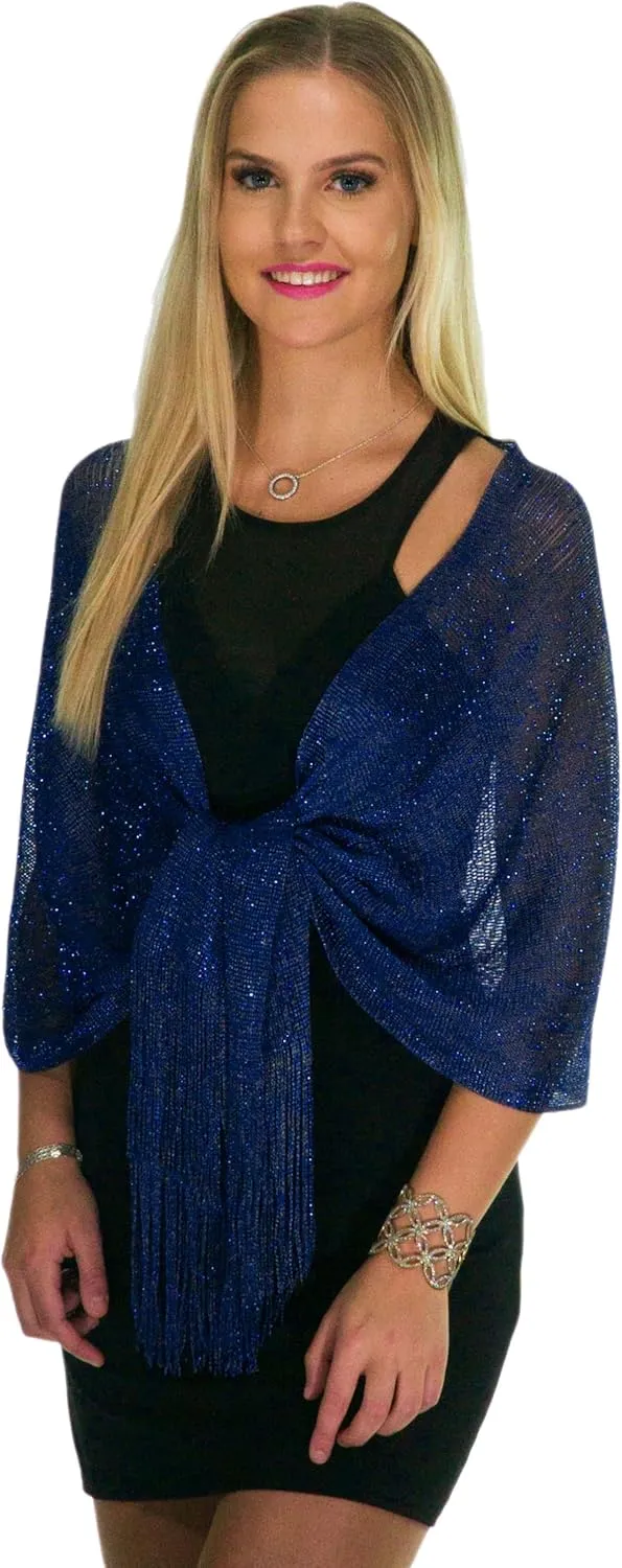 ShineGlitz Shawls and Wraps for Evening Dresses, Metallic Glitter Shawls for Women, Sparkling Wedding Giving Shawl Gift