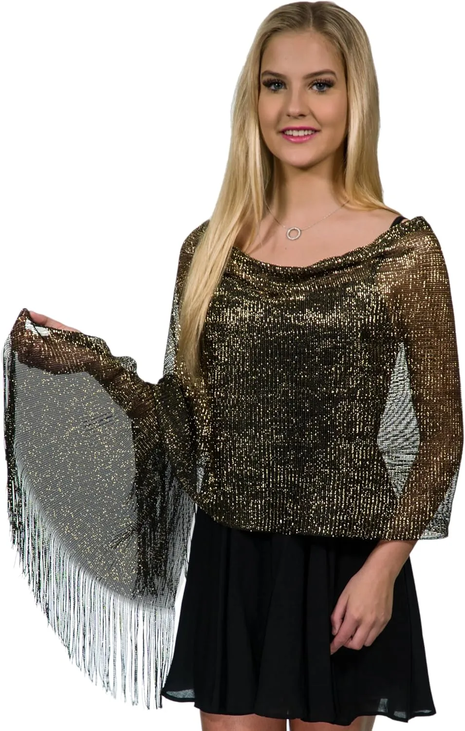 ShineGlitz Shawls and Wraps for Evening Dresses, Metallic Glitter Shawls for Women, Sparkling Wedding Giving Shawl Gift