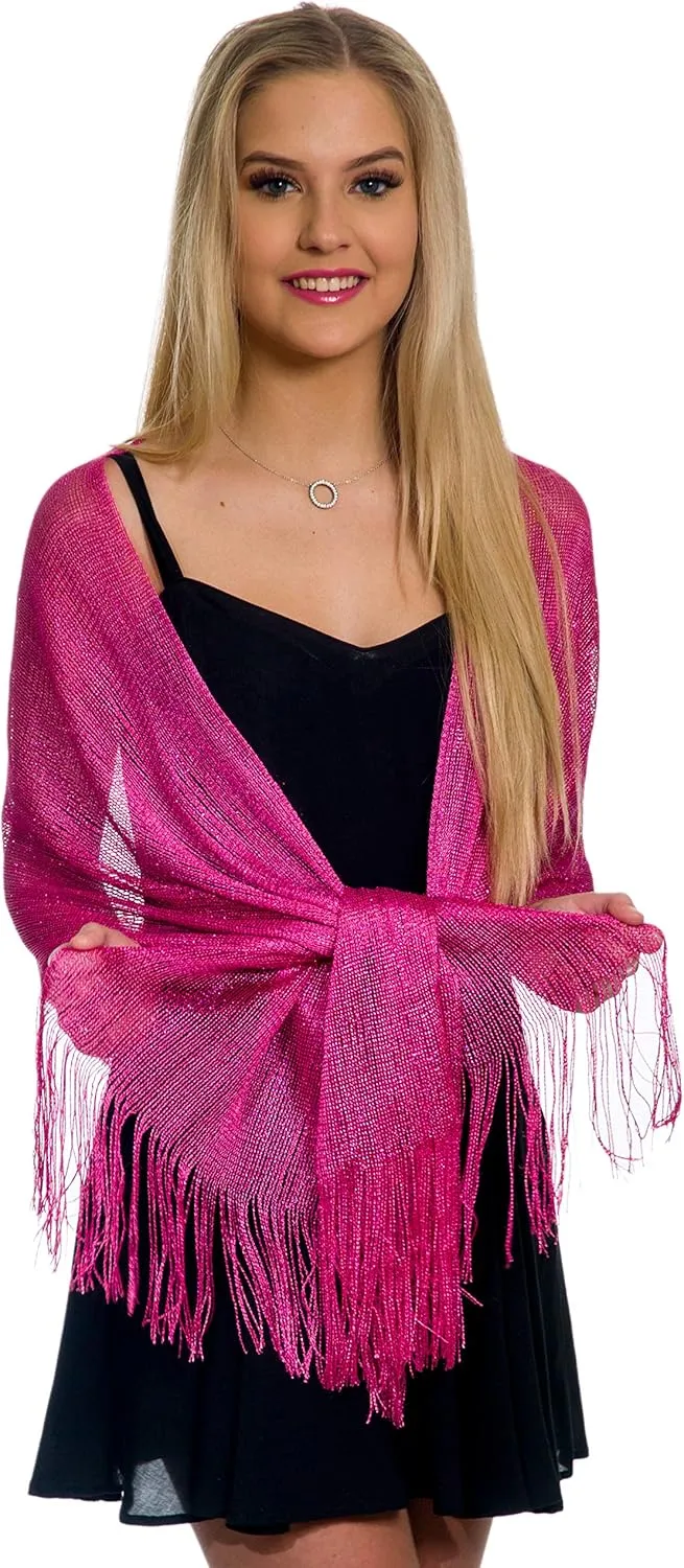 ShineGlitz Shawls and Wraps for Evening Dresses, Metallic Glitter Shawls for Women, Sparkling Wedding Giving Shawl Gift