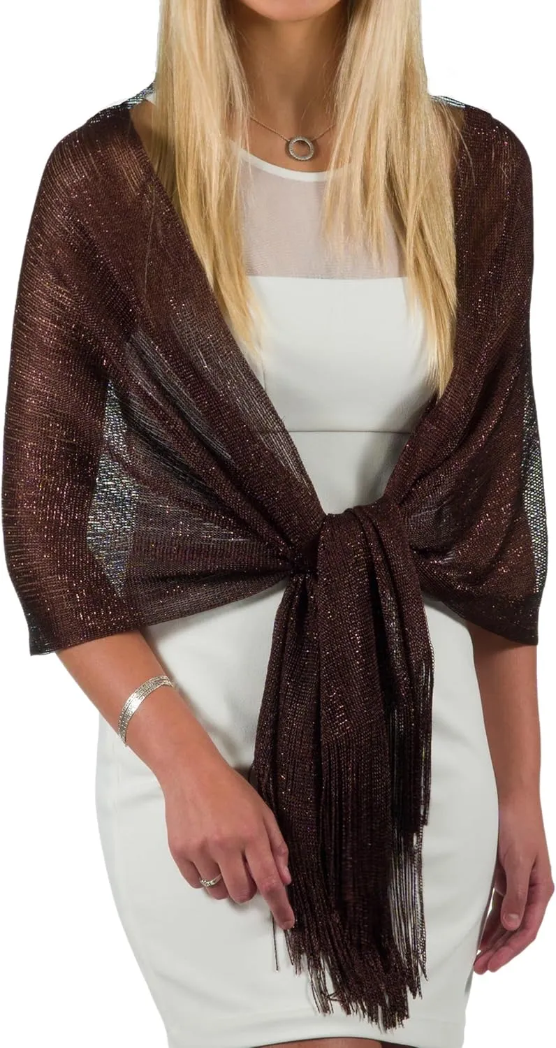 ShineGlitz Shawls and Wraps for Evening Dresses, Metallic Glitter Shawls for Women, Sparkling Wedding Giving Shawl Gift