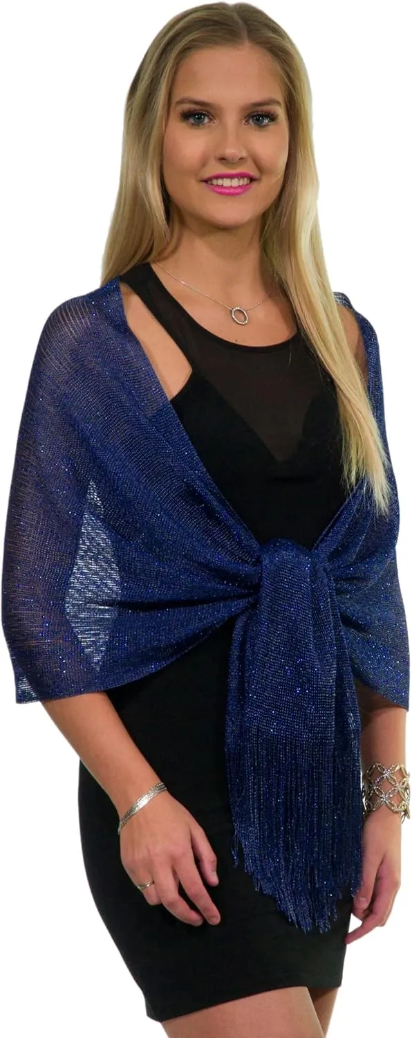 ShineGlitz Shawls and Wraps for Evening Dresses, Metallic Glitter Shawls for Women, Sparkling Wedding Giving Shawl Gift
