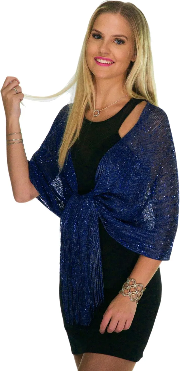 ShineGlitz Shawls and Wraps for Evening Dresses, Metallic Glitter Shawls for Women, Sparkling Wedding Giving Shawl Gift