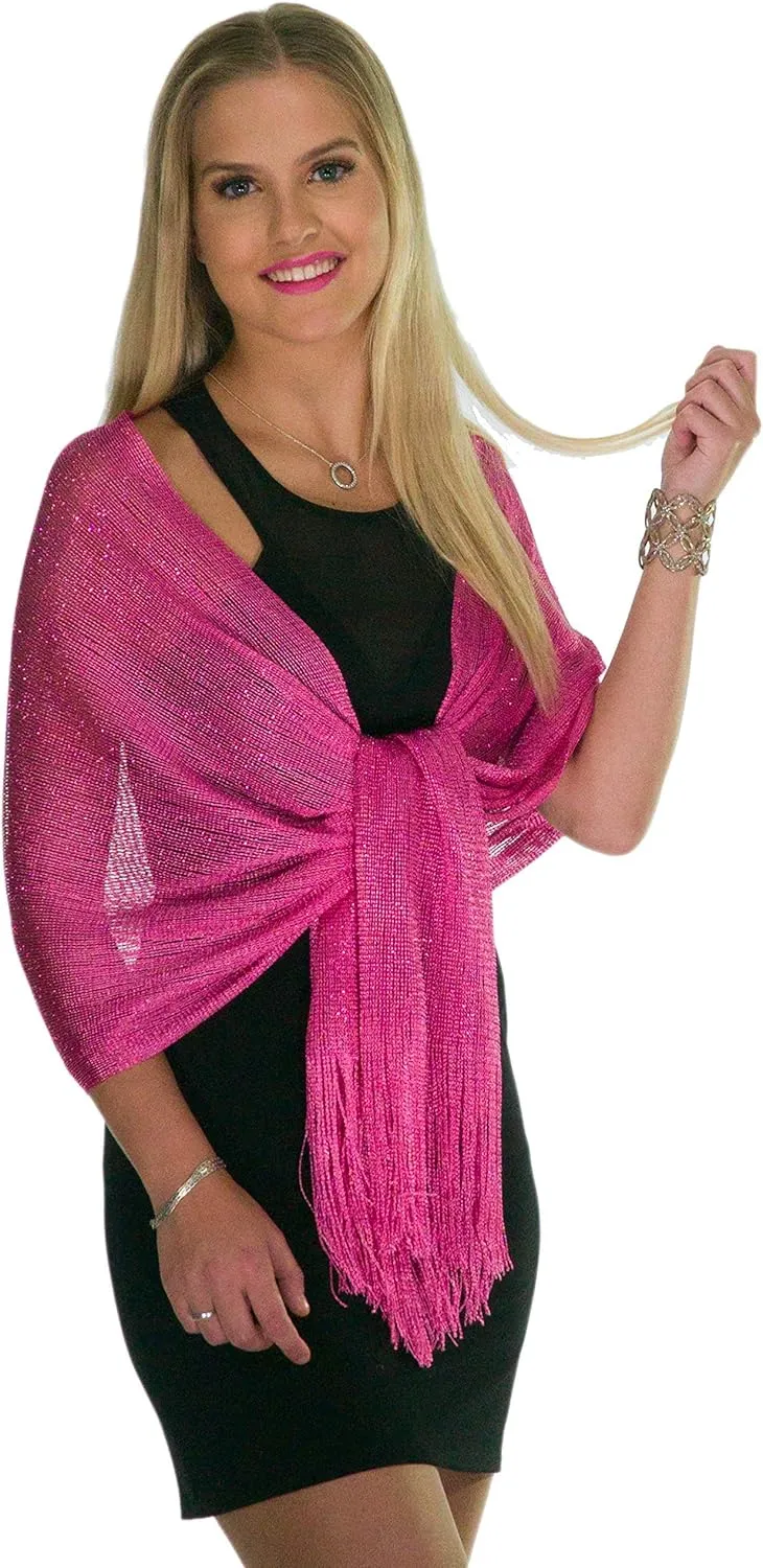 ShineGlitz Shawls and Wraps for Evening Dresses, Metallic Glitter Shawls for Women, Sparkling Wedding Giving Shawl Gift