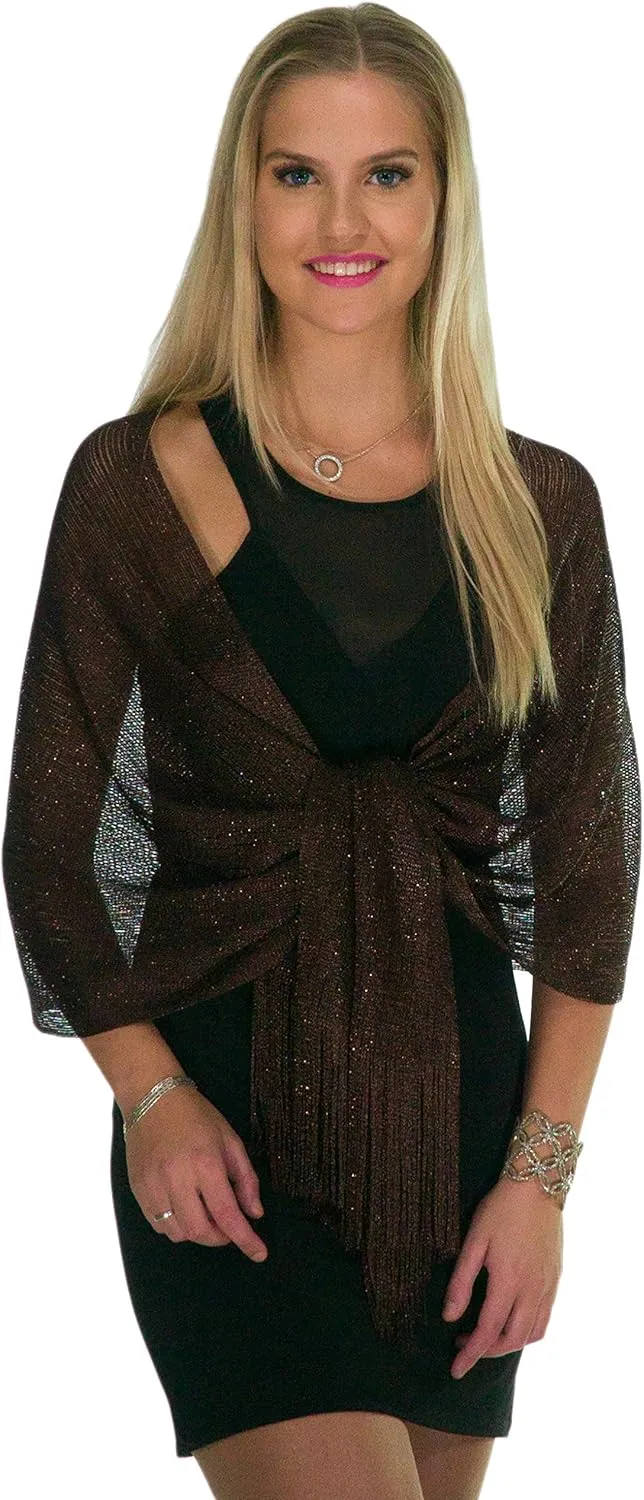 ShineGlitz Shawls and Wraps for Evening Dresses, Metallic Glitter Shawls for Women, Sparkling Wedding Giving Shawl Gift