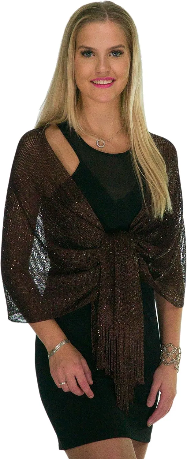 ShineGlitz Shawls and Wraps for Evening Dresses, Metallic Glitter Shawls for Women, Sparkling Wedding Giving Shawl Gift