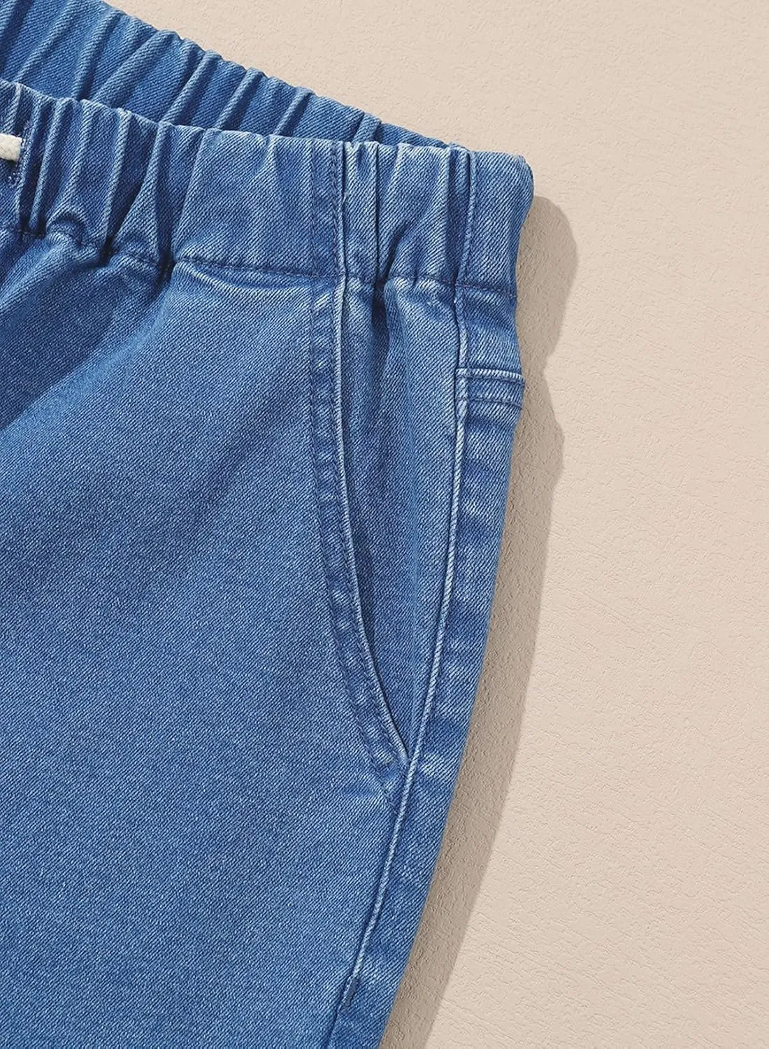 Sidefeel Women's Denim Stretch Joggers Drawstring Elastic Waist Pull On Jeans with Side Pocket