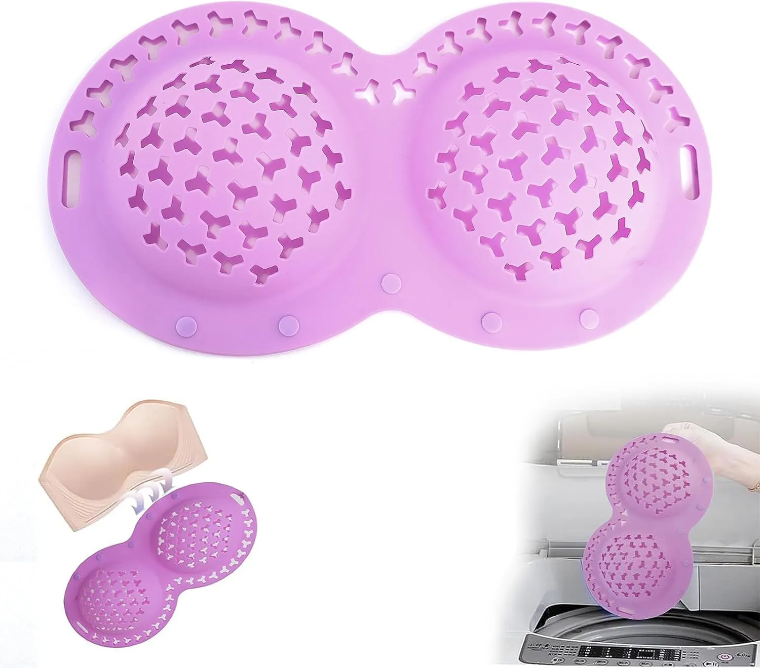 Silicone Bra Washing Bags for Laundry,Delicates Mesh Laundry Bags, Suitable for all Cup Sizes bra,Sports Bras, Swimsuits, Socks & Silk protector,Anti Deformation Lingerie Bag for Machine (purple)