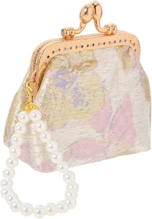 SOIMISS Handmade Chinese Brocade Pearl Hand Wallet Floral Coin Purse Elegant Jewelry Bag Traditional Craftsmanship Perfect Present