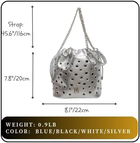 Studded Purse Bucket Bag Studded Crossbody Purses for Women Vegan Leather Bag Y2k Purse Punk Bag