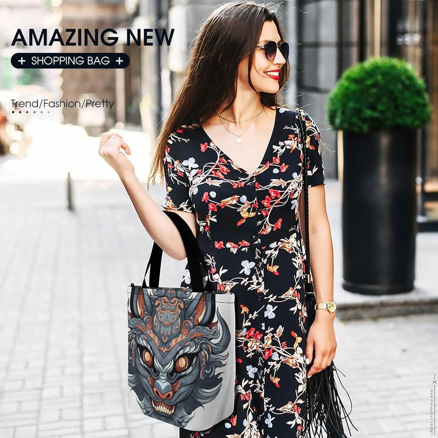 Tote Bag for Women Grocery Bag Cartoon Ladybug Foldable Shopping Bags Reusable Large Tote Bag