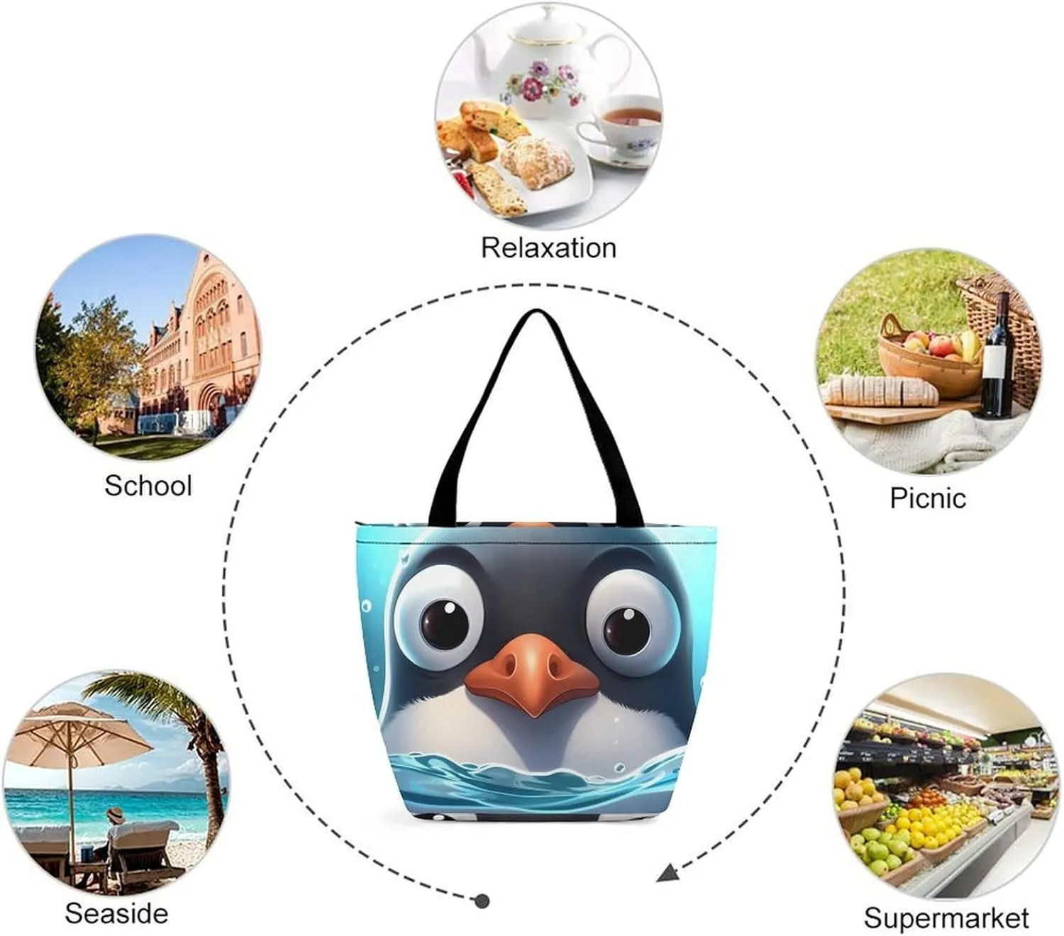 Tote Bag for Women Grocery Bag Cartoon Ladybug Foldable Shopping Bags Reusable Large Tote Bag