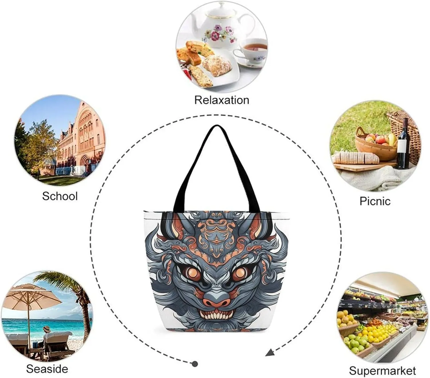 Tote Bag for Women Grocery Bag Cartoon Ladybug Foldable Shopping Bags Reusable Large Tote Bag