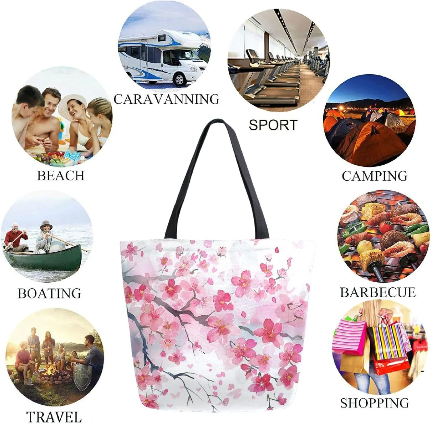 Trendy Cute Printed Pattern Extra Large Shoulder Tote Bag for Beach Travel Weekender Gym Grocery Shopping