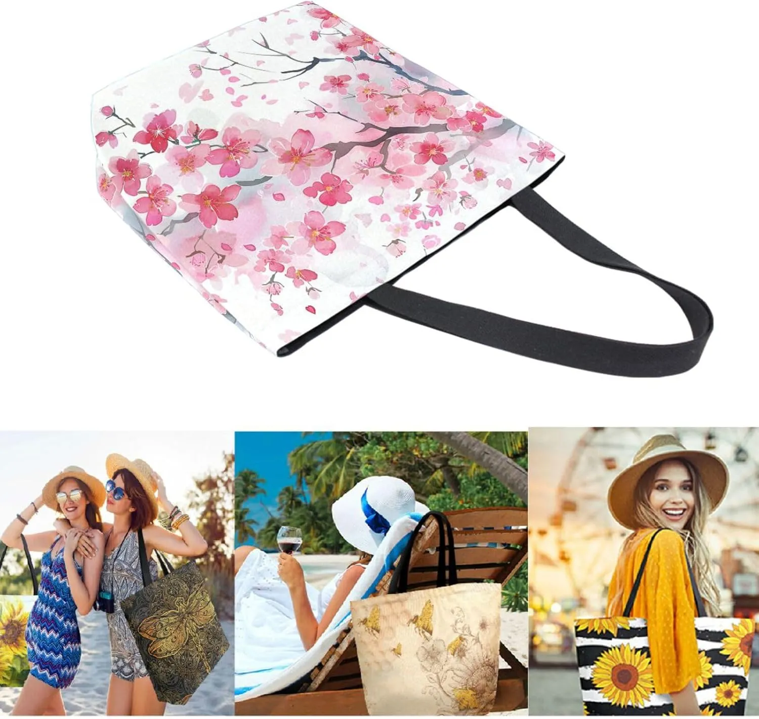 Trendy Cute Printed Pattern Extra Large Shoulder Tote Bag for Beach Travel Weekender Gym Grocery Shopping