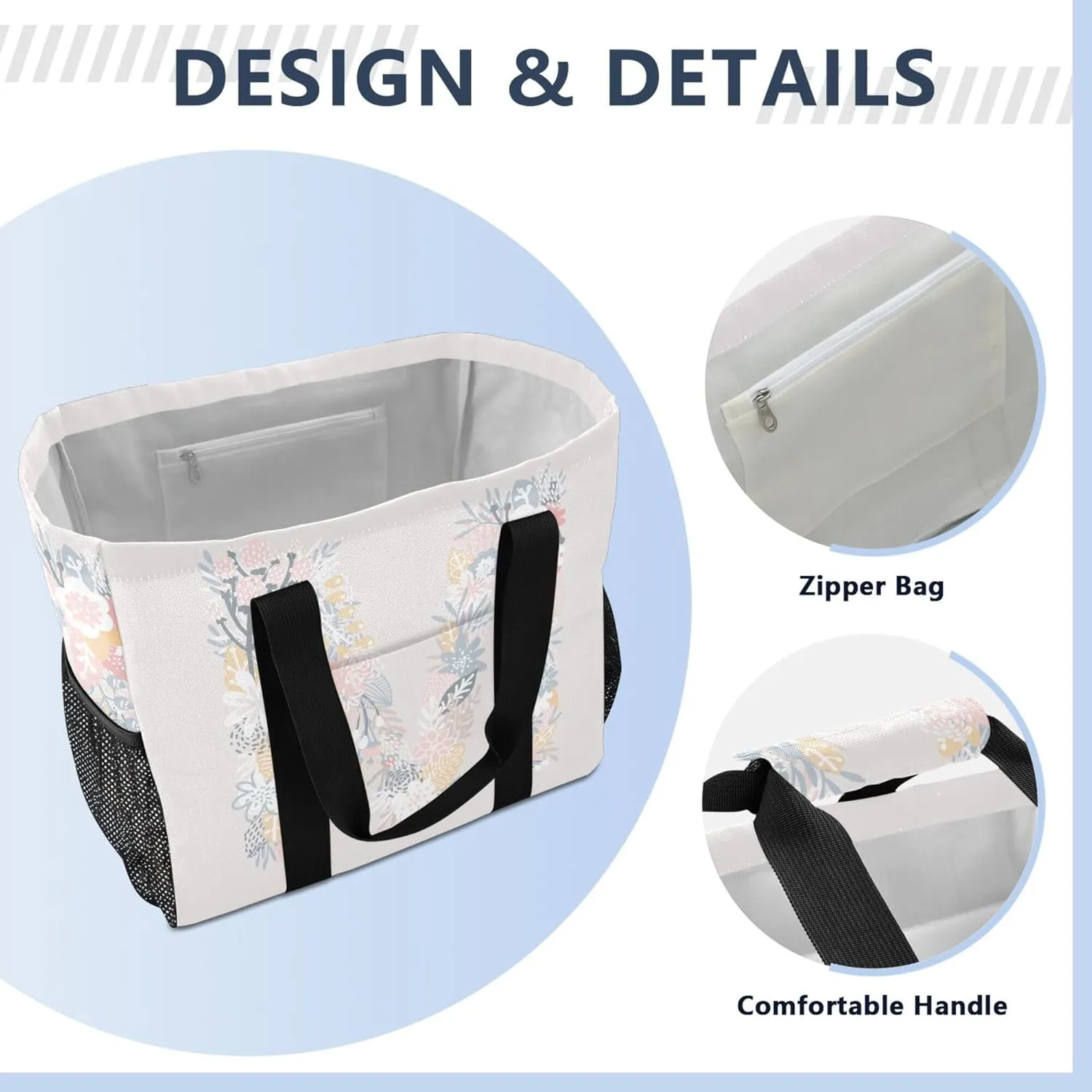 Utility Bag Collapsable Beach Tote With Compartments with Handles Carrying Bag
