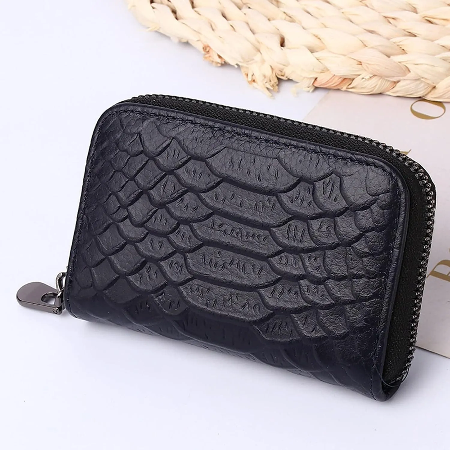 Wallets for Women Genuine Leather Credit Card Holder with RFID Blocking Large Capacity Wristlet Deep Purple
