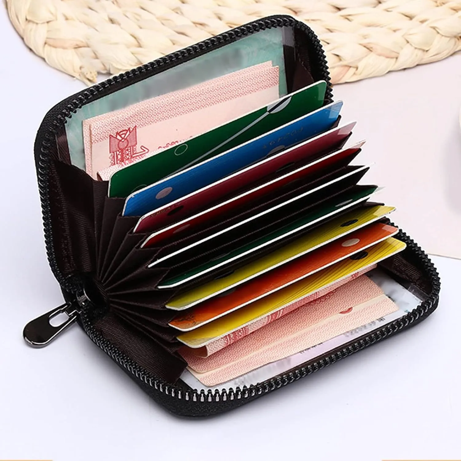 Wallets for Women Genuine Leather Credit Card Holder with RFID Blocking Large Capacity Wristlet Deep Purple