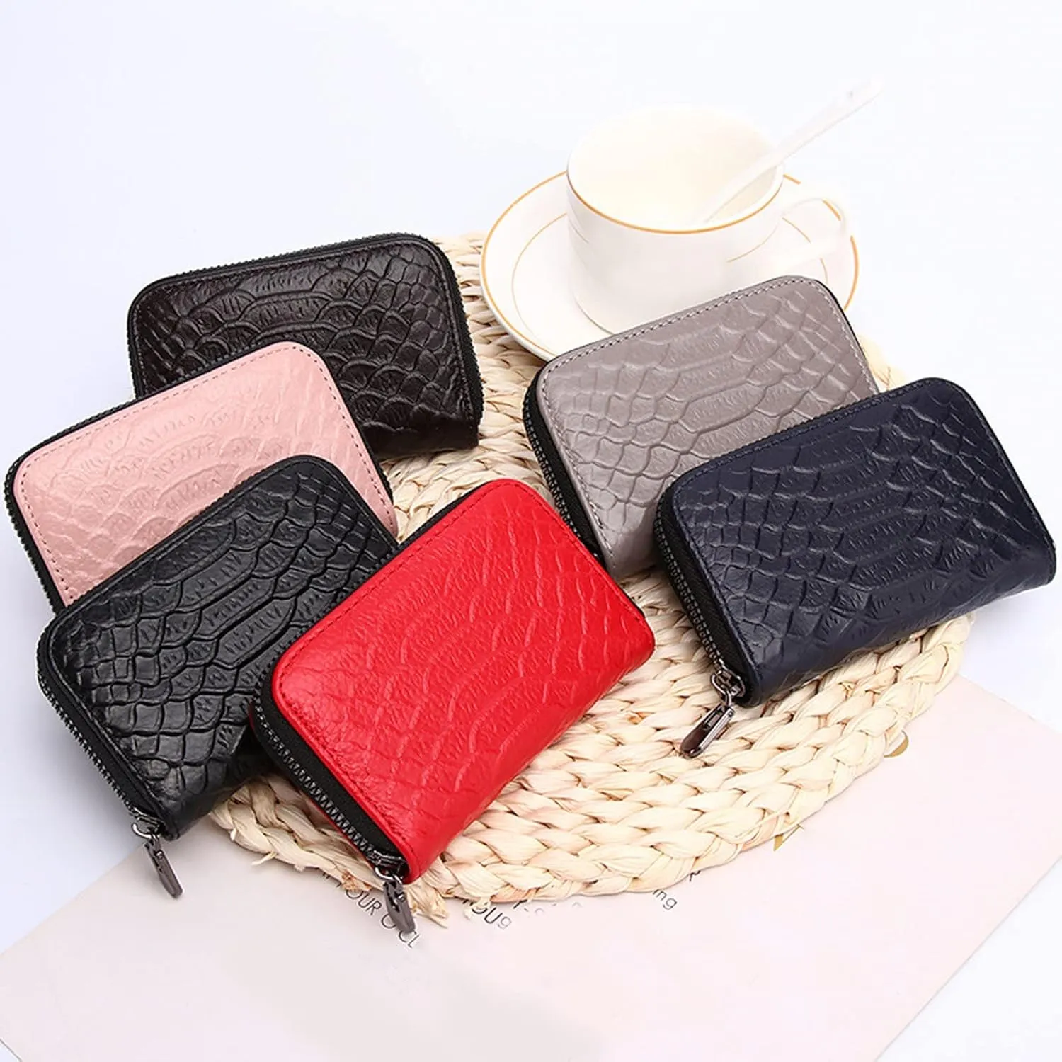 Wallets for Women Genuine Leather Credit Card Holder with RFID Blocking Large Capacity Wristlet Deep Purple