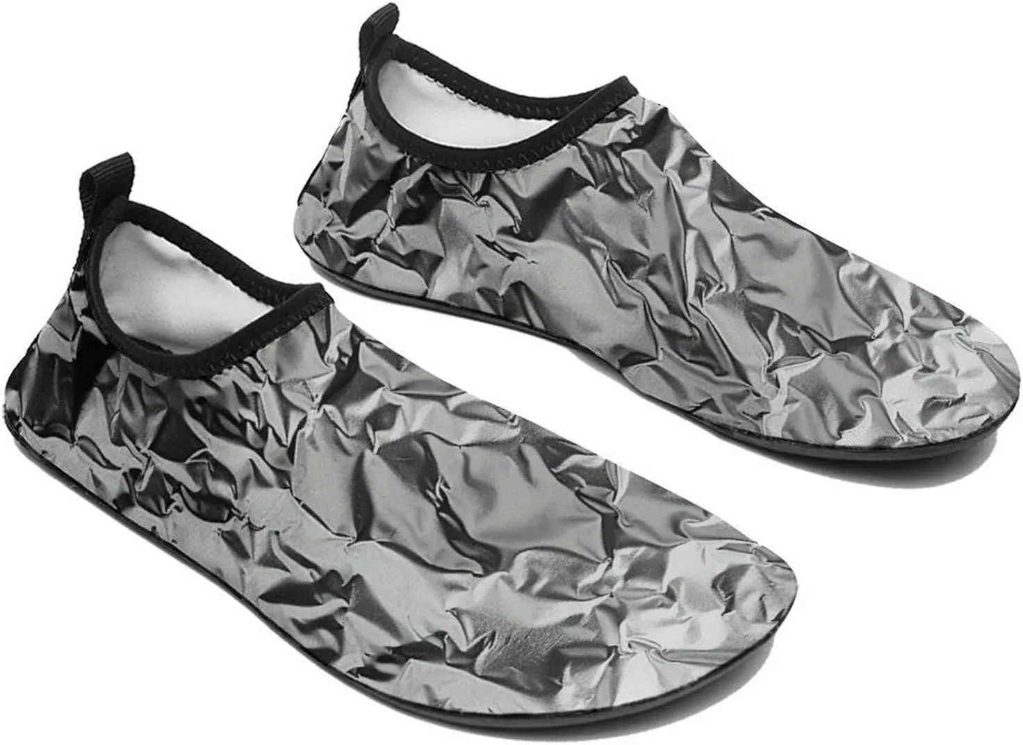 Water Shoes for Women Men Quick Dry Barefoot Shoes Textured Aluminum Foil Sport Shoes Beach Aqua Socks for Hiking Swim Surf Yoga Sport