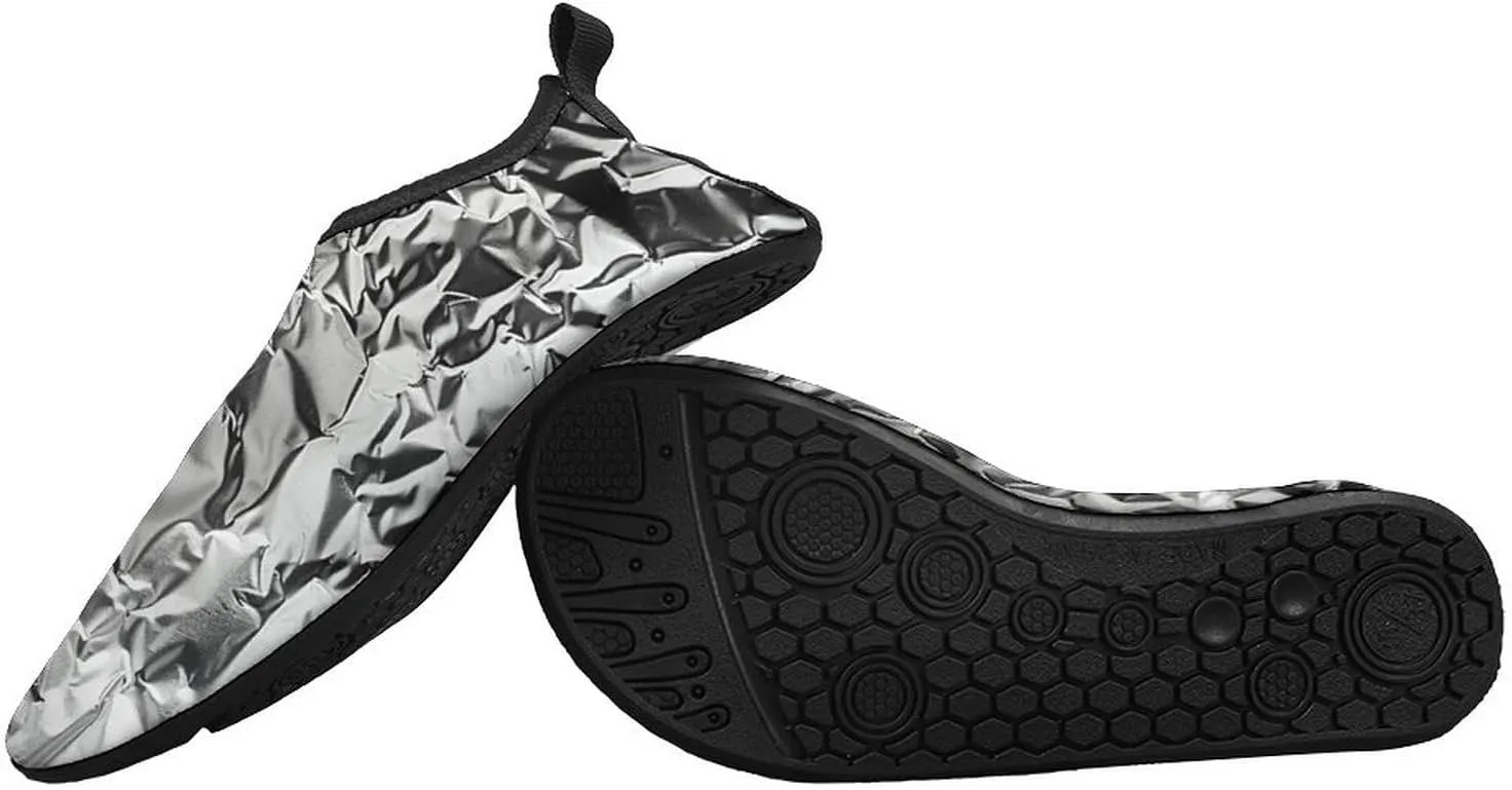 Water Shoes for Women Men Quick Dry Barefoot Shoes Textured Aluminum Foil Sport Shoes Beach Aqua Socks for Hiking Swim Surf Yoga Sport