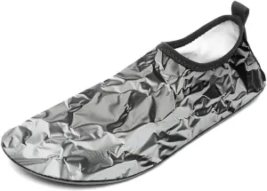 Water Shoes for Women Men Quick Dry Barefoot Shoes Textured Aluminum Foil Sport Shoes Beach Aqua Socks for Hiking Swim Surf Yoga Sport