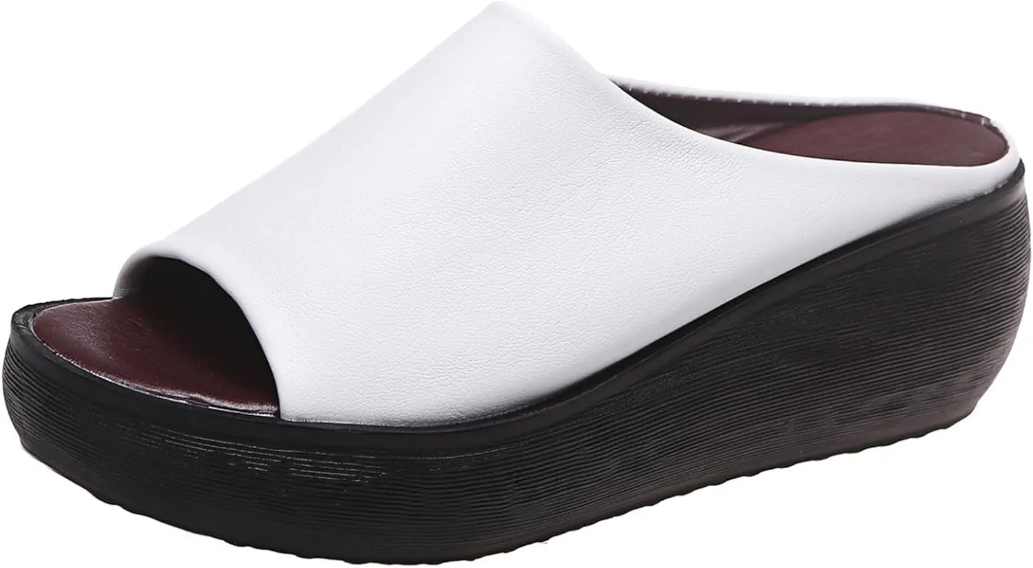 Wedge Sandals for Women Slip-On Platform High Heel Slippers Comfortable Open Toe Mules Diabetic Walking Orthopedic Sandals with Arch Support