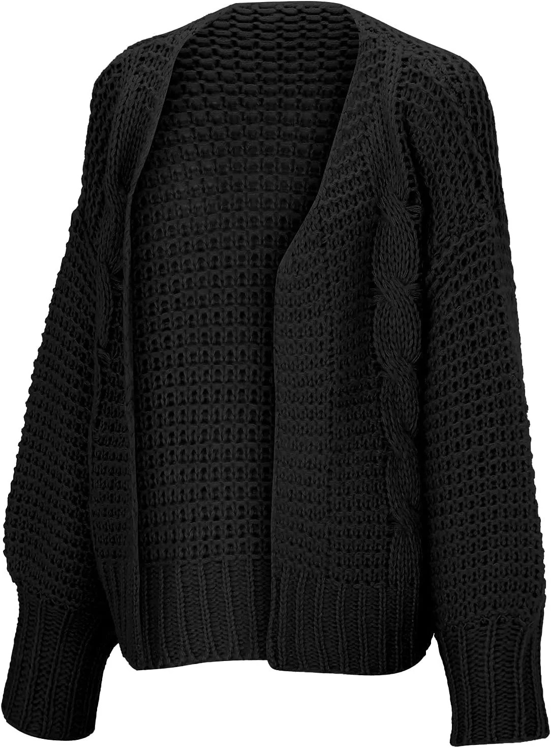 Women Hooded Open Front Cardigan Cable Knit Sweaters Oversized Solid Color Chunky Long Sweater Casual Coats