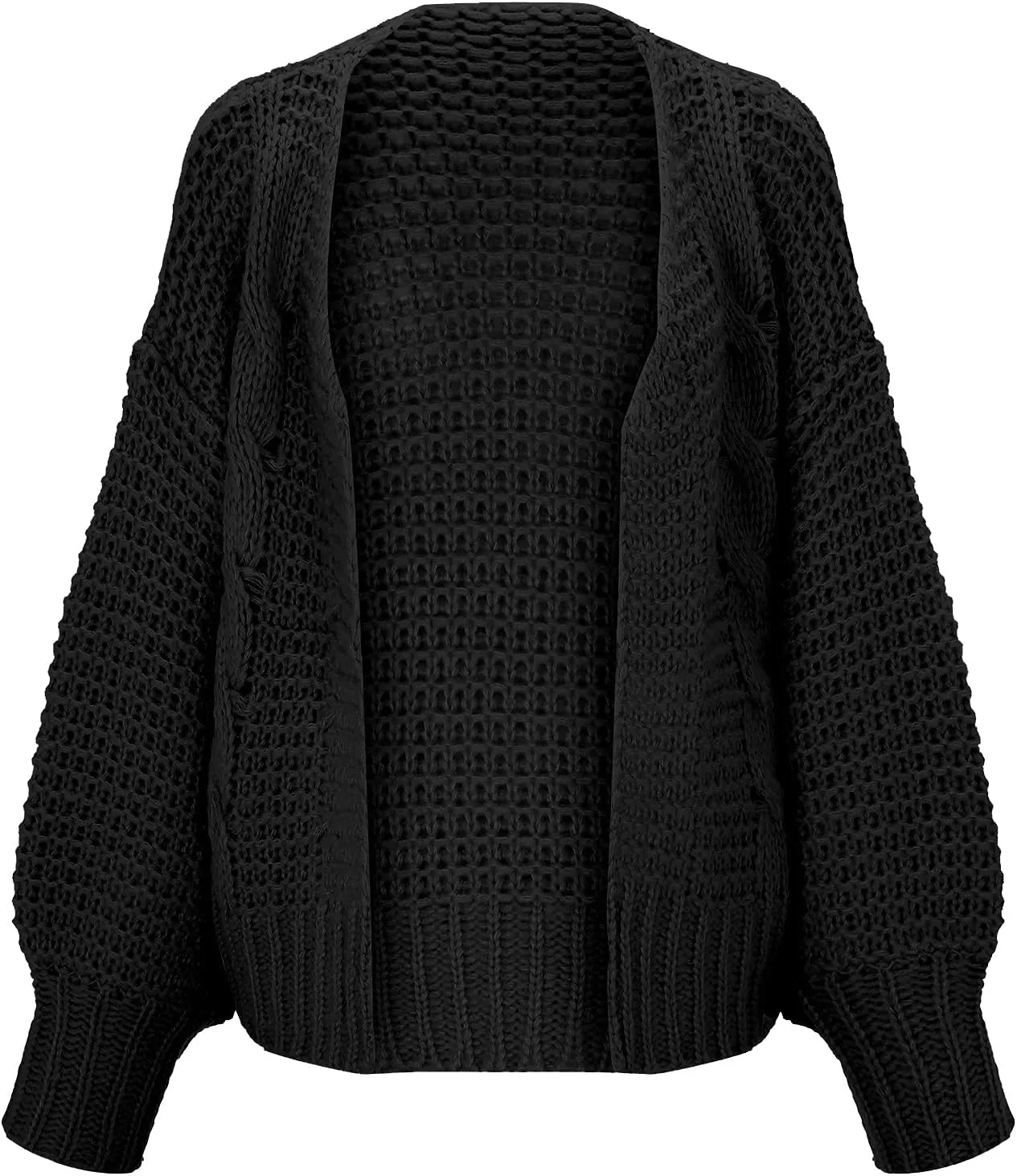 Women Hooded Open Front Cardigan Cable Knit Sweaters Oversized Solid Color Chunky Long Sweater Casual Coats