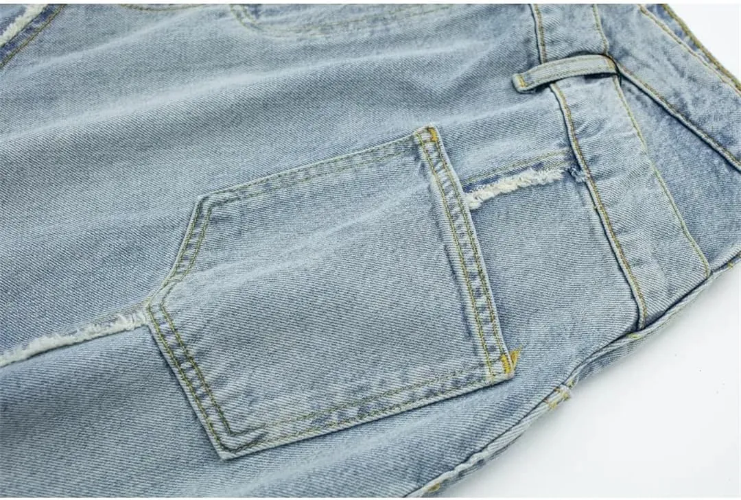 Womens A-Line Denim Skirt Y2K Irregular High Waisted Classic Skirts with Pocket