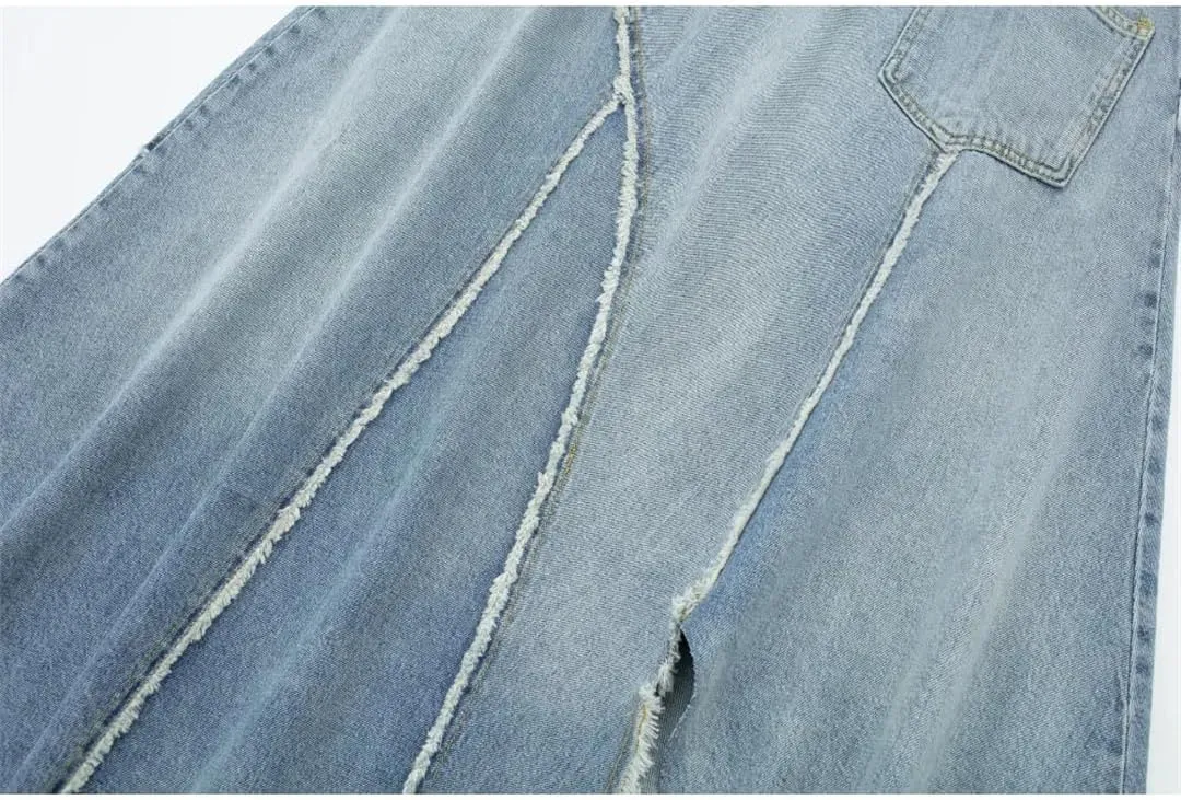 Womens A-Line Denim Skirt Y2K Irregular High Waisted Classic Skirts with Pocket