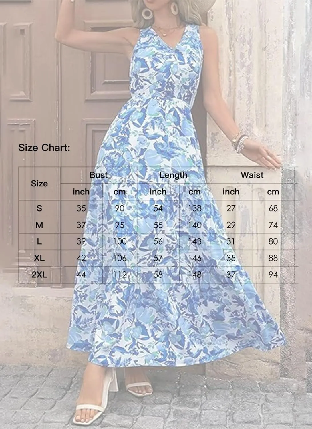 Women's Boho Floral Sleeveless A Line Dress Casual V Neck Flowy Maxi Sundress Summer Beach Vacation Clothes 2025